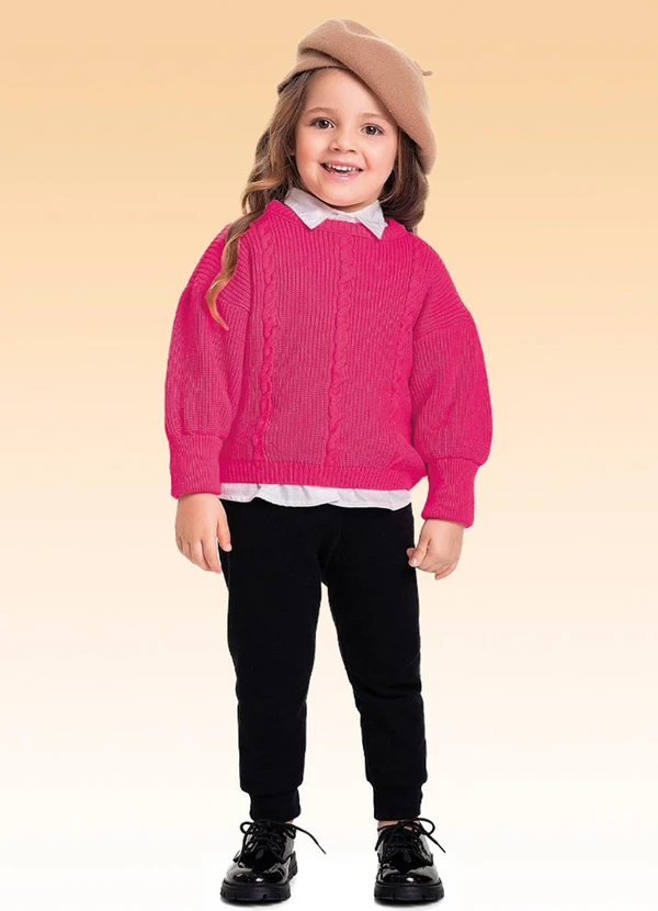 Fakini Kids - Casaco Fechado Tricot Rosa 2