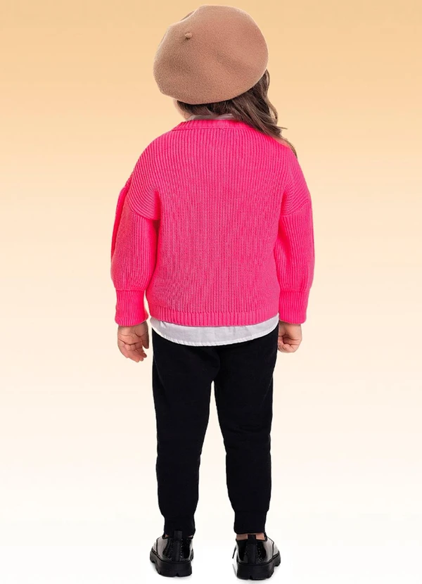 Fakini Kids - Casaco Fechado Tricot Rosa 3