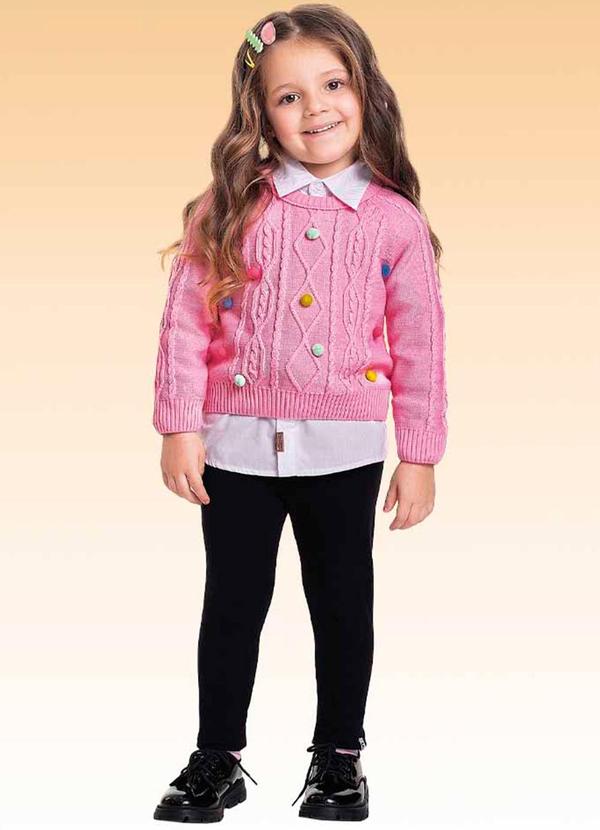 Fakini Kids - Casaco Fechado Tricot  Rosa 2