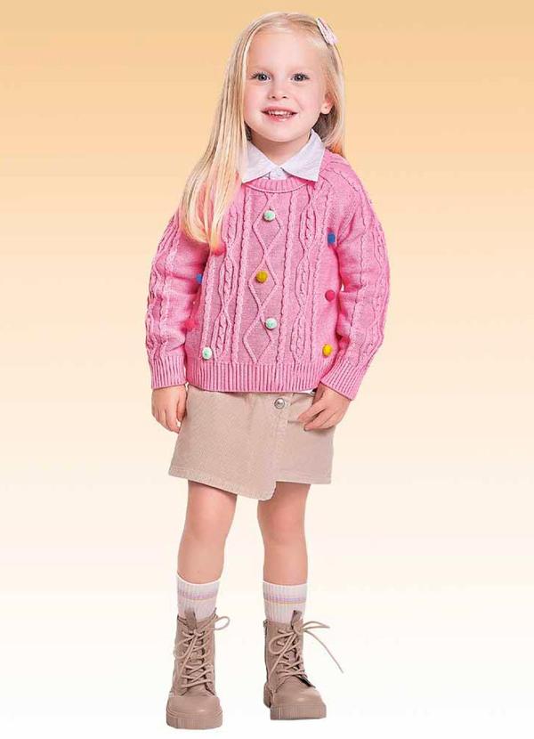 Fakini Kids - Casaco Fechado Tricot  Rosa 3