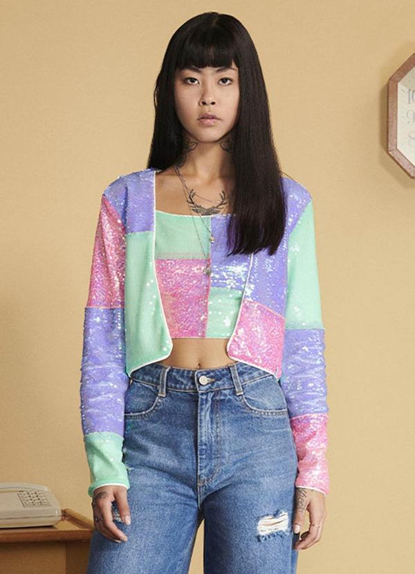 Authoria - Casaco Feminino Colors Paetê Verde