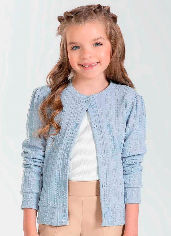 Cativa Kids - Casaco Feminino Infantil em Tricô Leve Azul 2