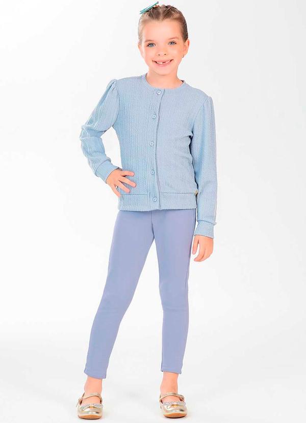 Cativa Kids - Casaco Feminino Infantil em Tricô Leve Azul 3