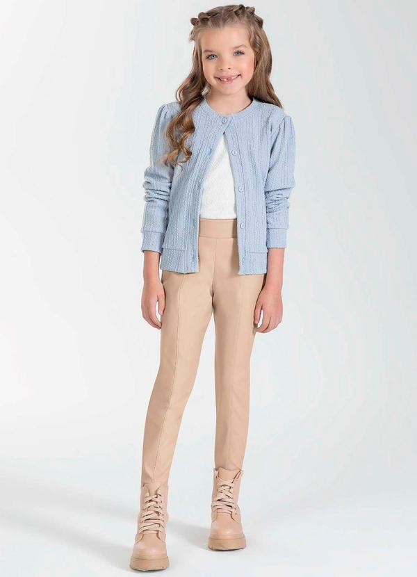 Cativa Kids - Casaco Feminino Infantil em Tricô Leve Azul 4