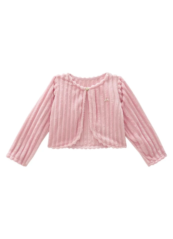 Milli e Nina - Casaco Infantil em Pelo Canelado Dublado Rosa