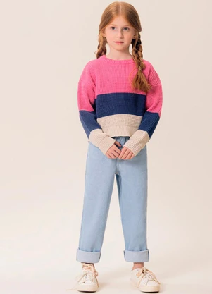Bugbee - Casaco Infantil em Tricô Rosa - BUGBEE