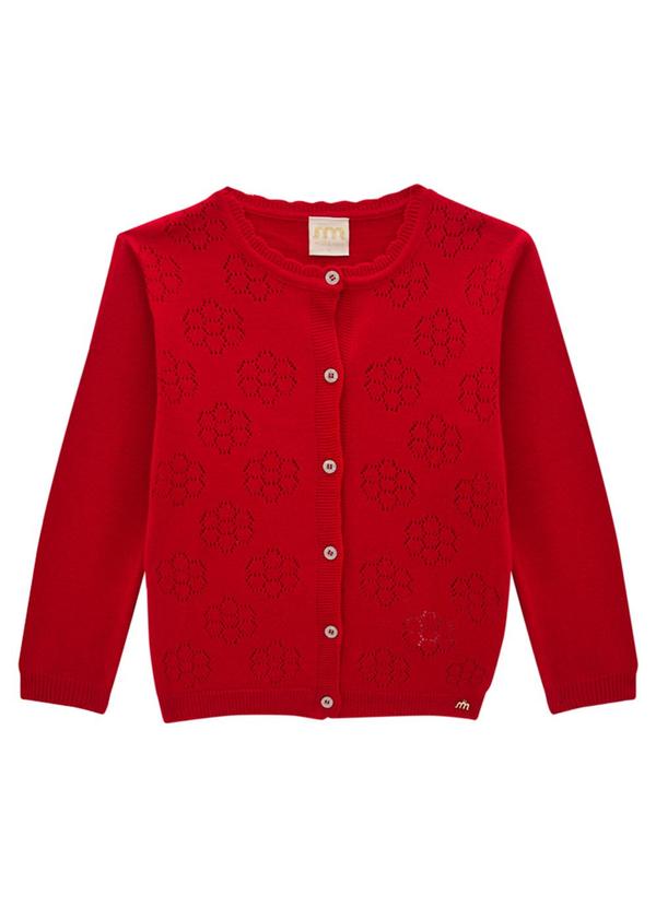 Milli e Nina - Casaco Infantil em Tricô Vermelho