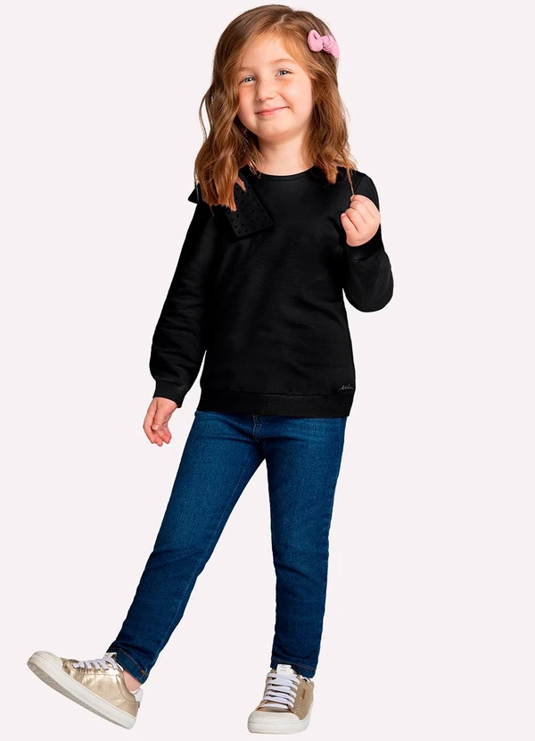 Milon - Casaco Infantil Menina com Laço Preto 2