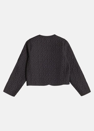 Bimbi - Casaco Infantil Menina de Matelassê Floral Preto - BIMBI