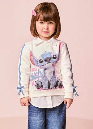Momi - Casaco Infantil Menina do Stitch com Lacinhos - MOMI