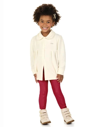 Marlan - Casaco Infantil Menina em Malha Thermo Soft Bege - MARLAN