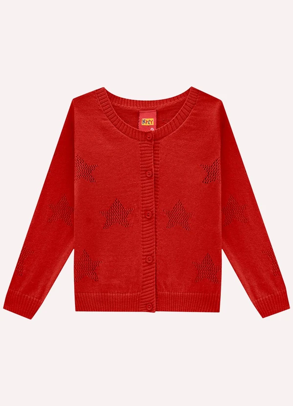 Kyly - Casaco Infantil Menina em Tricô Vermelho