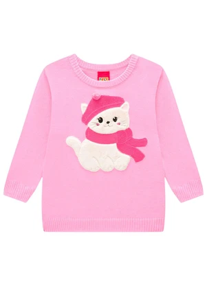 Kyly - Casaco Infantil Menina Gatinha Rosa - KYLY