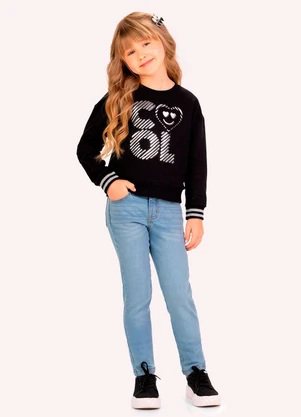 Kyly - Casaco Infantil Menina Lettering Preto - KYLY