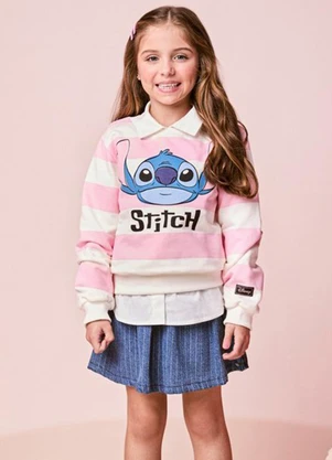 Momi - Casaco Infantil Menina Listrado do Stitch - MOMI