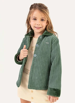 Colorittá - Casaco Infantil Menina Pelúcia Canelada Verde - COLORITTÁ