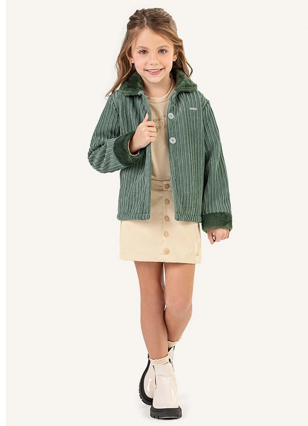Colorittá - Casaco Infantil Menina Pelúcia Canelada Verde 3