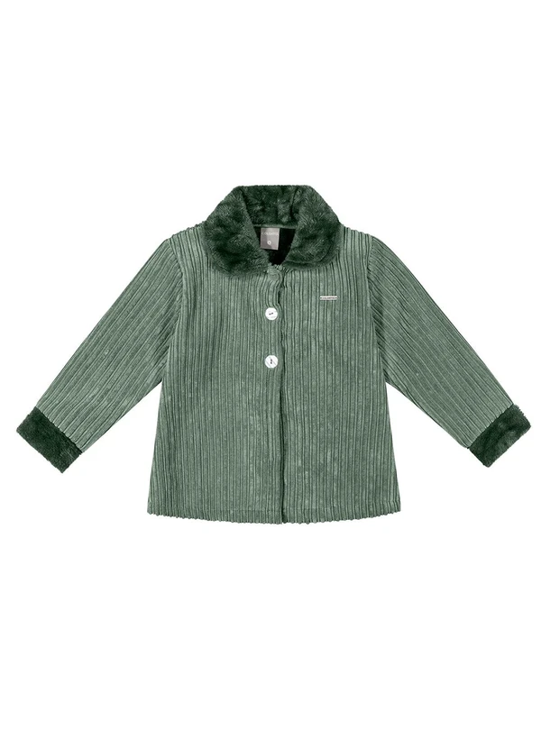 Colorittá - Casaco Infantil Menina Pelúcia Canelada Verde 4