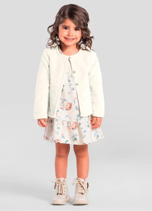 Brandili Mundi - Casaco Infantil Menina Peluciado Natural - BRANDILI MUNDI
