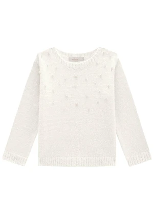 Milon - Casaco Infantil Menina Pérolas Off White - MILON