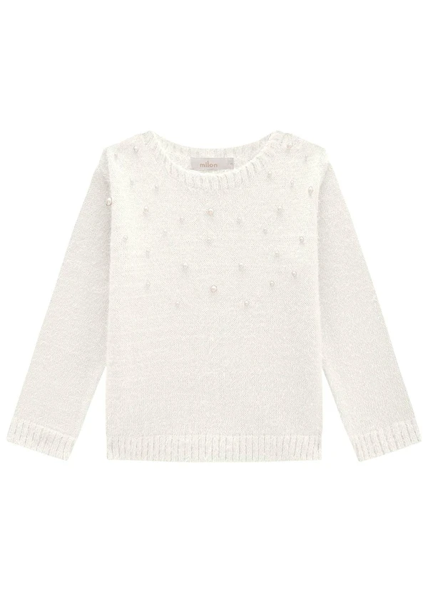Milon - Casaco Infantil Menina Pérolas Off White