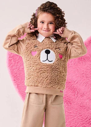 Bimbi - Casaco Infantil Menina Teddy Bege - BIMBI