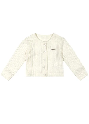 Colorittá - Casaco Infantil Menina Tricô com Botões Bege - COLORITTÁ