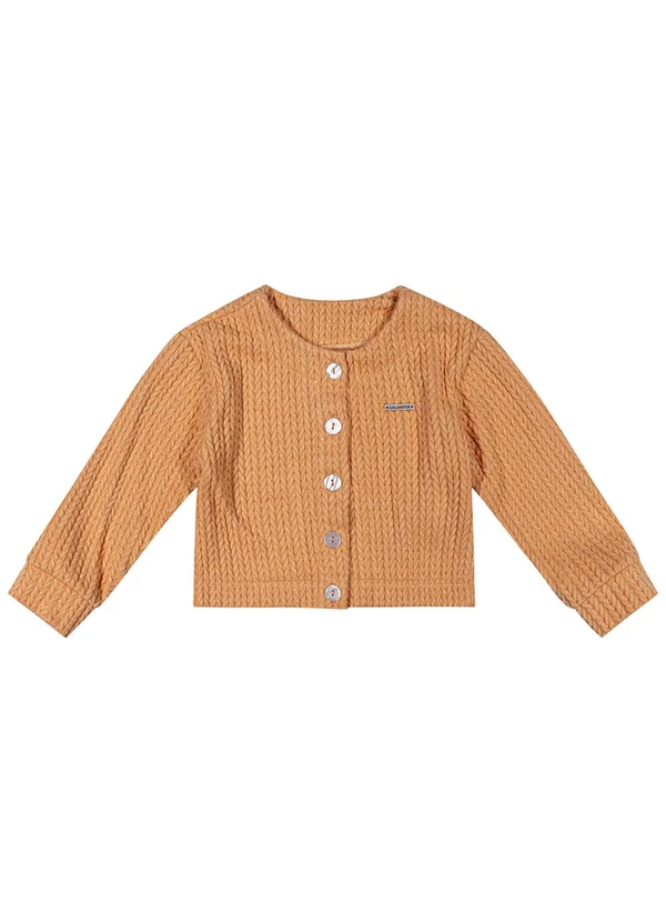 Colorittá - Casaco Infantil Menina Tricô com Botões Laranja 3