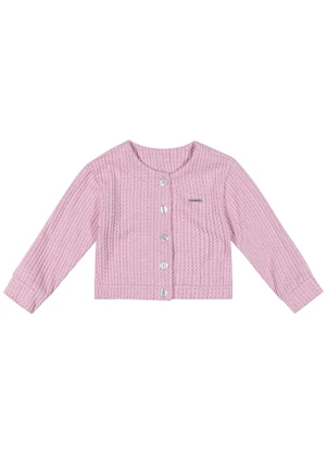 Colorittá - Casaco Infantil Menina Tricô com Botões Rosa - COLORITTÁ