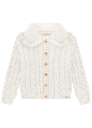 Milon - Casaco Infantil Menina Tricot Off White - MILON