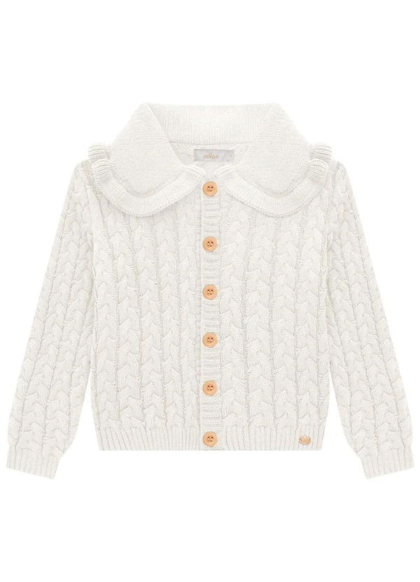 Milon - Casaco Infantil Menina Tricot Off White