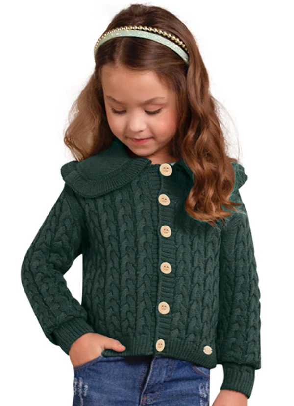 Milon - Casaco Infantil Menina Tricot Verde