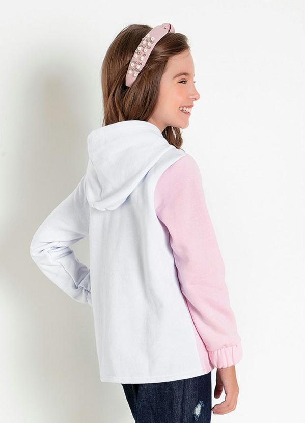 Outlet - Casaco Infantil Rosa Neon com Capuz e Recortes 2