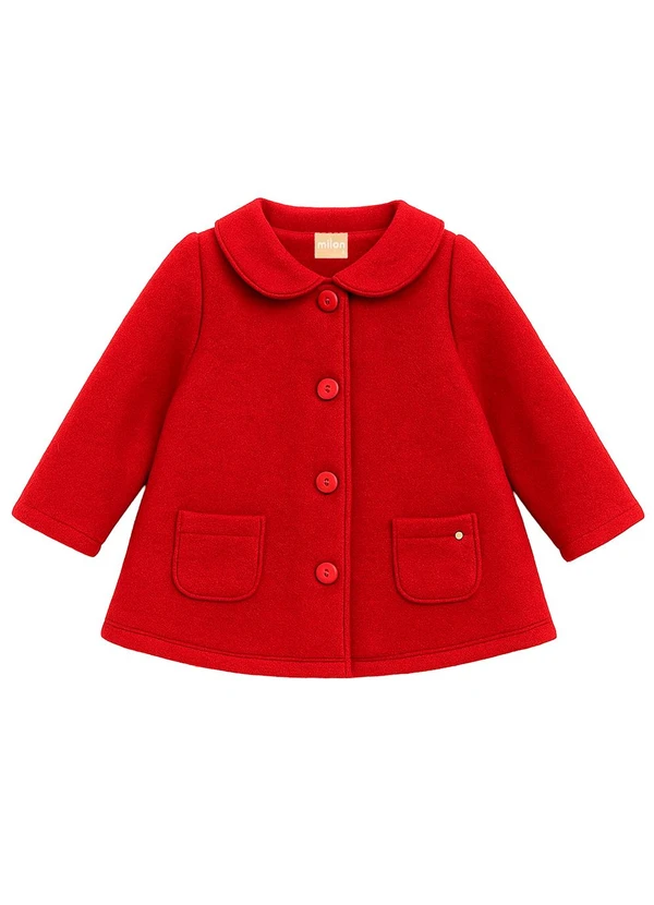 Milon - Casaco Infatil Menina em Jacquard Vermelho