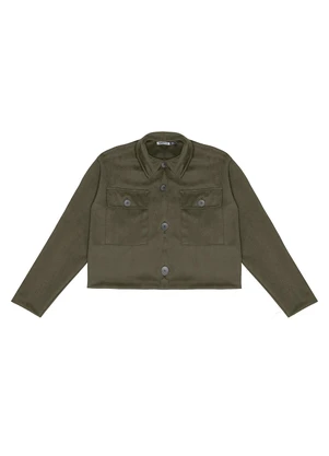 Minty - Casaco Juvenil Feminino em Suede Sarjado Verde - MINTY