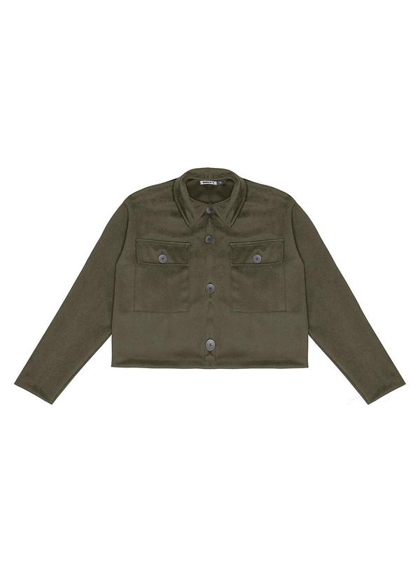 Minty - Casaco Juvenil Feminino em Suede Sarjado Verde