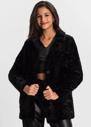 Minty - Casaco Juvenil Feminino Pelo Safira Preto - MINTY