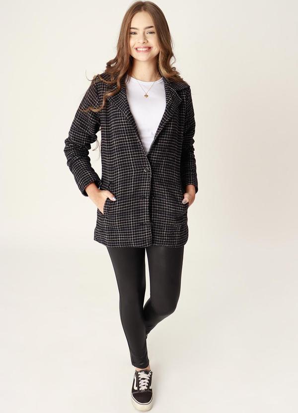 Sun Place - Casaco Lã Xadrez Preto e Areia Preto 2