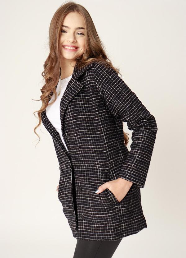 Sun Place - Casaco Lã Xadrez Preto e Areia Preto 3