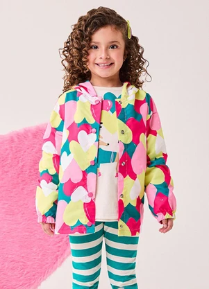 Bimbi - Casaco Menina com Corações Coloridos Amarelo - BIMBI