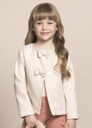 Milli e Nina - Casaco Menina Lã Batida Bege - MILLI E NINA