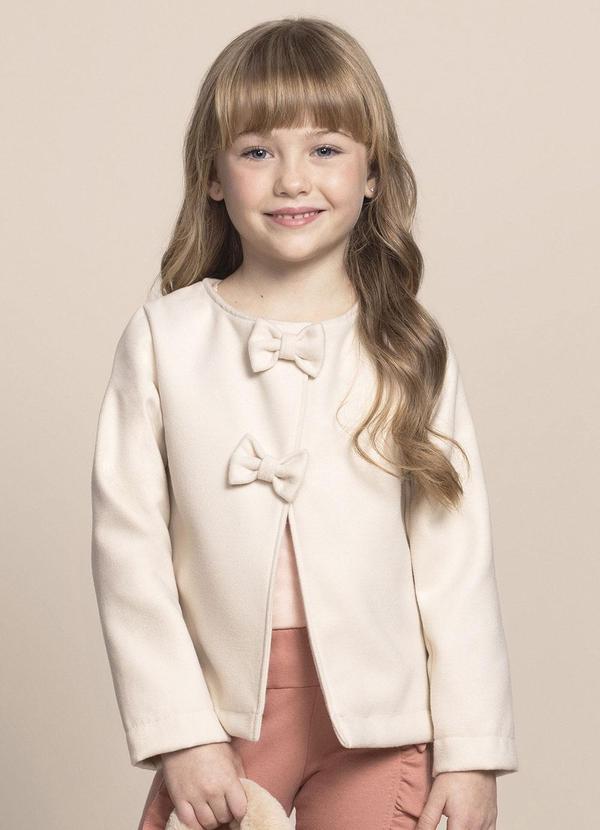 Milli e Nina - Casaco Menina Lã Batida Bege