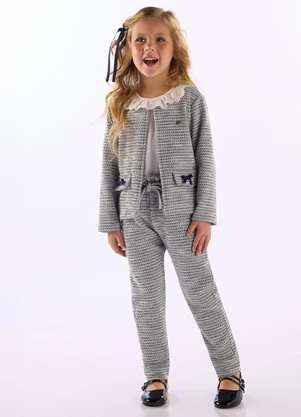 Up Baby - Casaco Menina Malha Tweed Azul - UP BABY