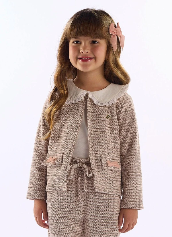 Up Baby - Casaco Menina Malha Tweed Rosa 1
