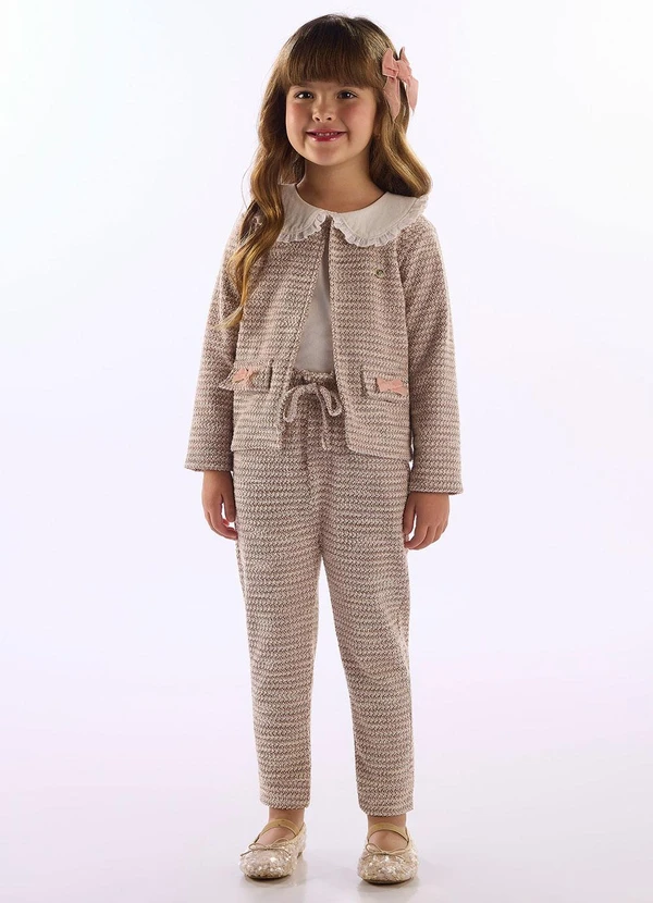 Up Baby - Casaco Menina Malha Tweed Rosa 2