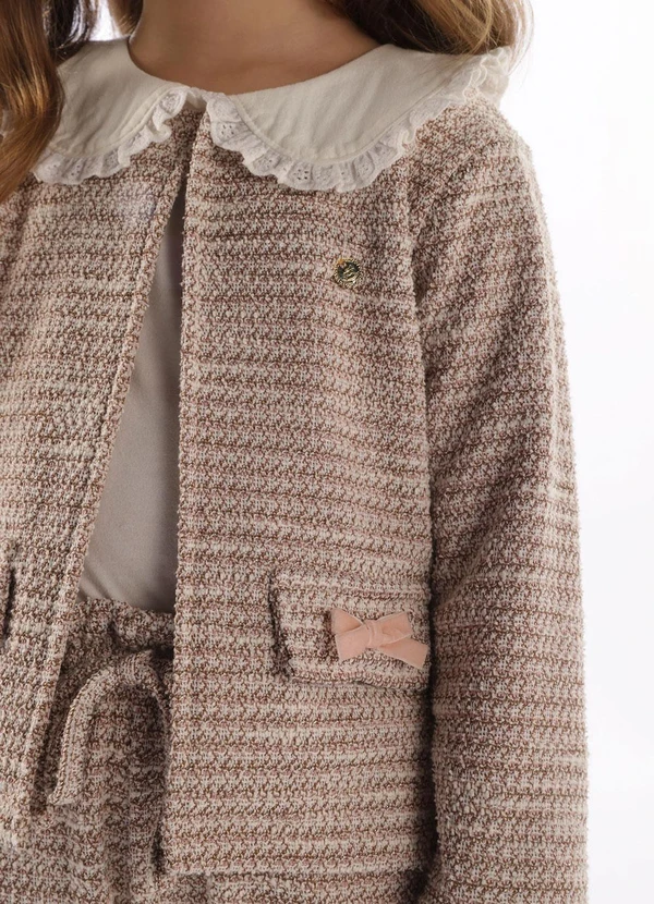 Up Baby - Casaco Menina Malha Tweed Rosa 3