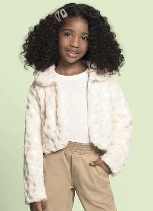 Milli e Nina - Casaco Menina Pelo Coração Bege - MILLI E NINA