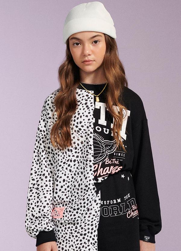 I Am - Casaco Moletom Duo Animal Print Preto