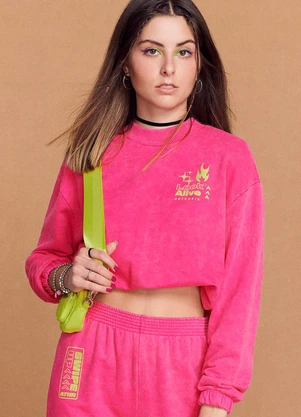 Authoria - Casaco Moletom Pink Marmorizado Rosa - AUTHORIA