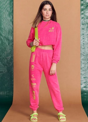 Authoria - Casaco Moletom Pink Marmorizado Rosa - AUTHORIA